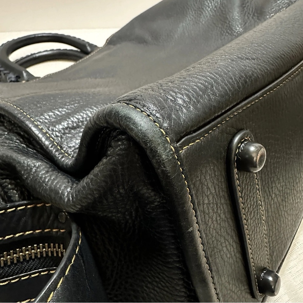 Coach Rogue 36 dark blue whipstitch double handles - Picture 16 of 16